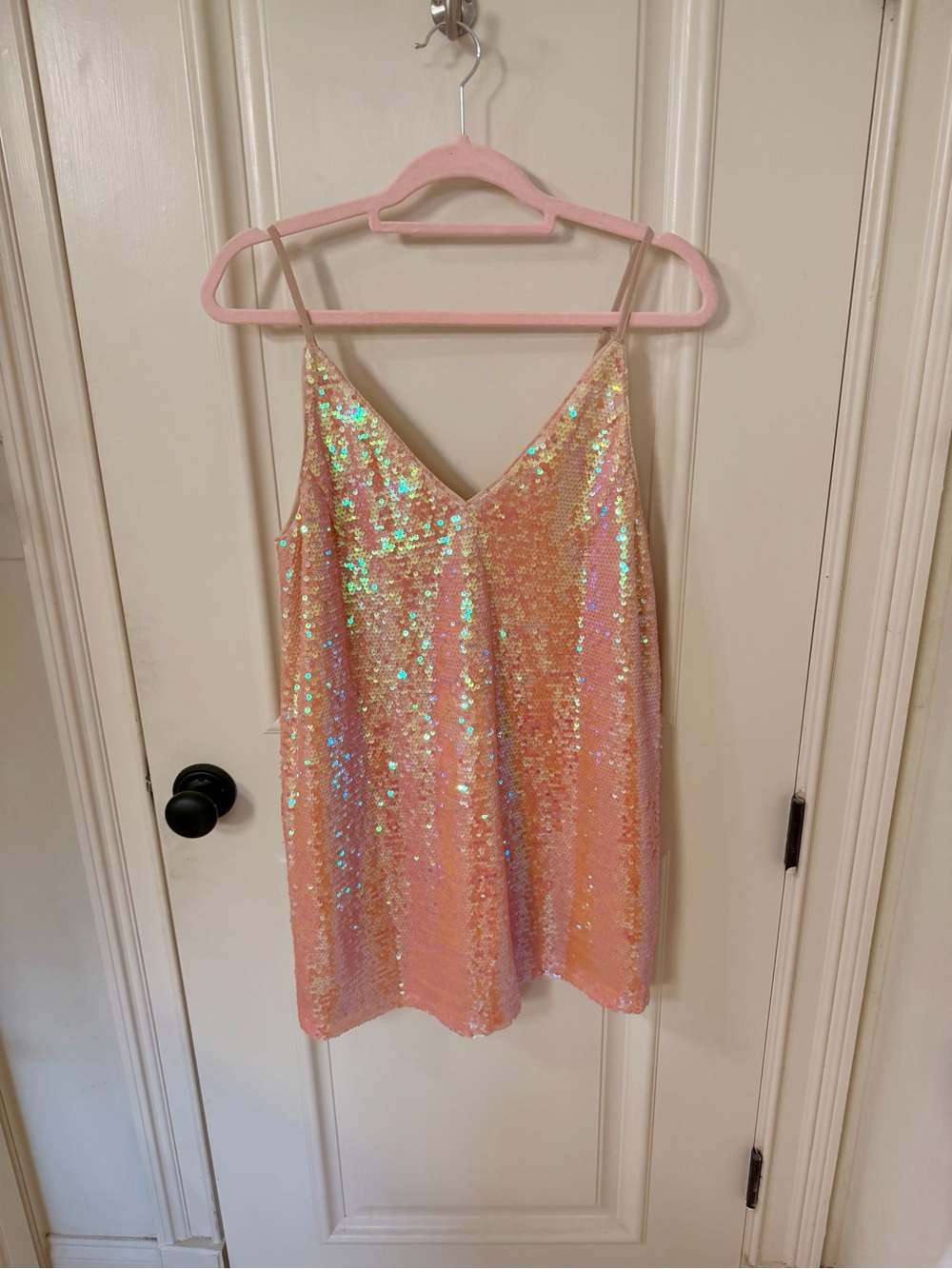 Buddy Love Pink Sequin V-Neck baby doll dress NWT - Picture 3 of 5